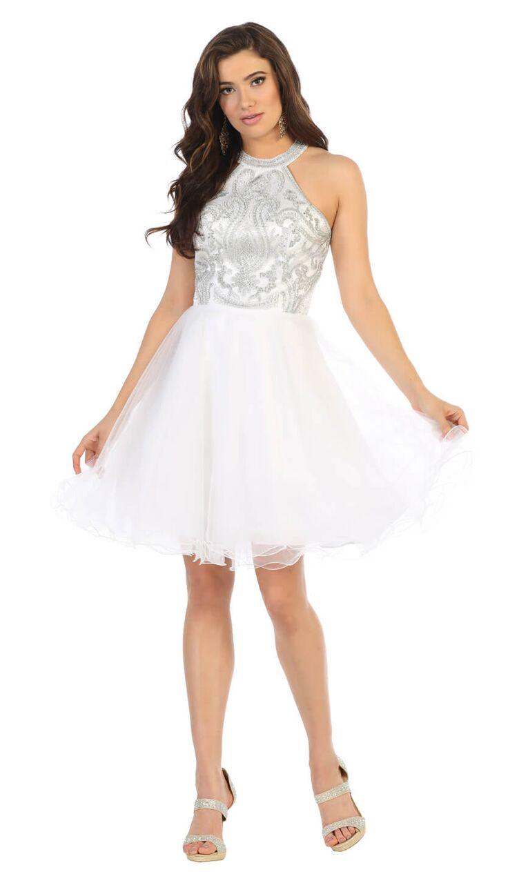Short Halter Plus Size Homecoming Prom Dress - The Dress Outlet May Queen