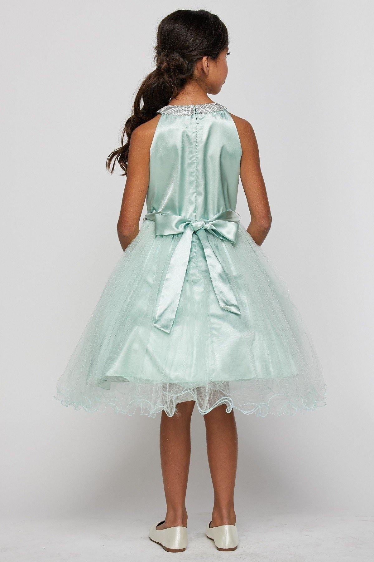 Short Halter Style Lace and Rhinestone Flower Girl Dress - The Dress Outlet Cinderella Couture