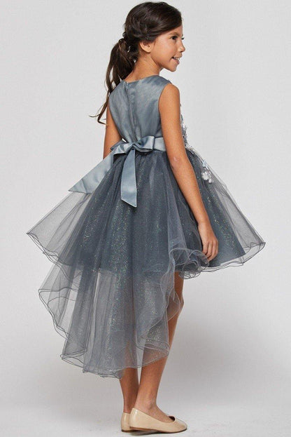 Short High Low Floral and Tulle Flower Girls Dress - The Dress Outlet Cinderella Couture