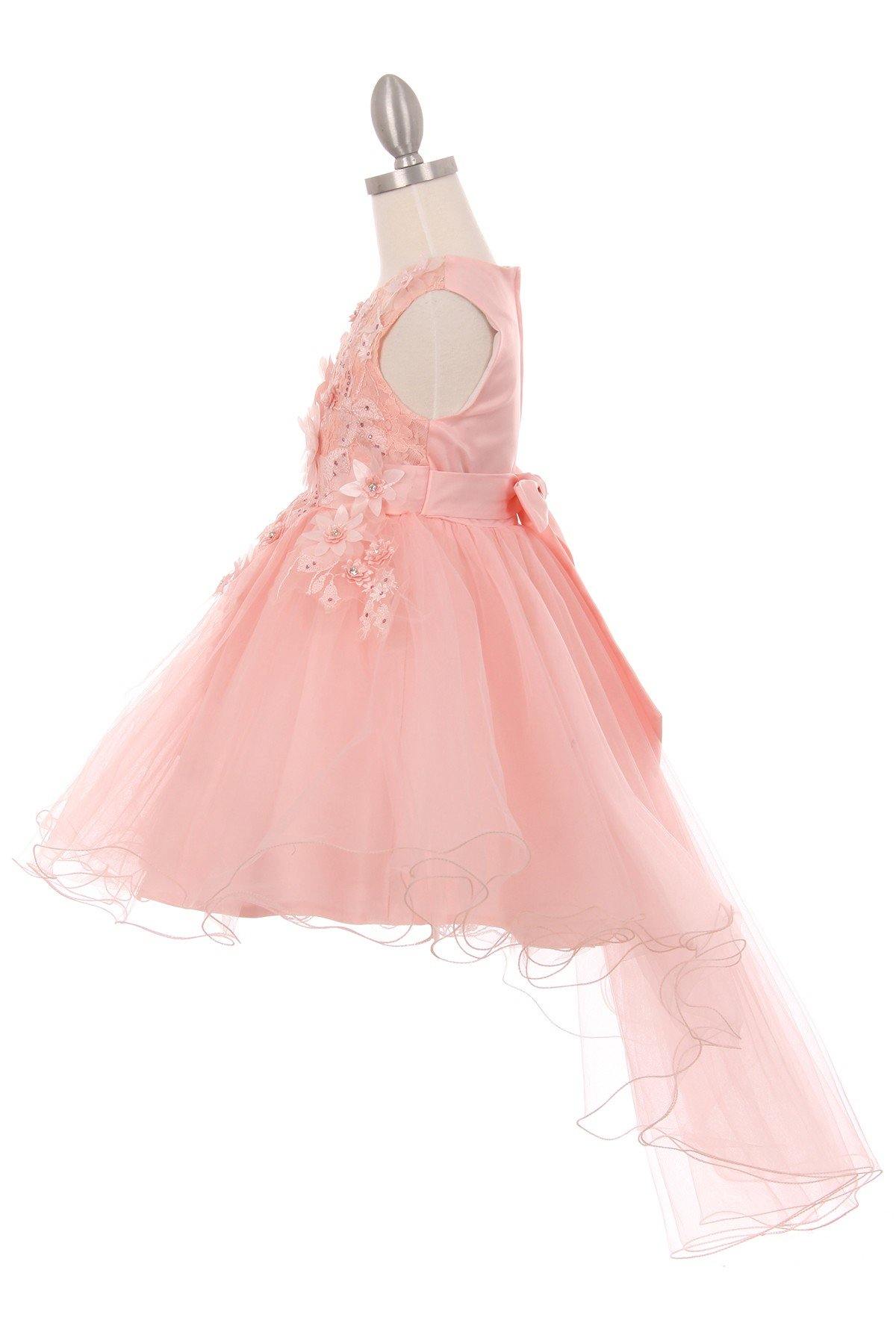 Short High Low Floral and Tulle Flower Girls Dress - The Dress Outlet Cinderella Couture