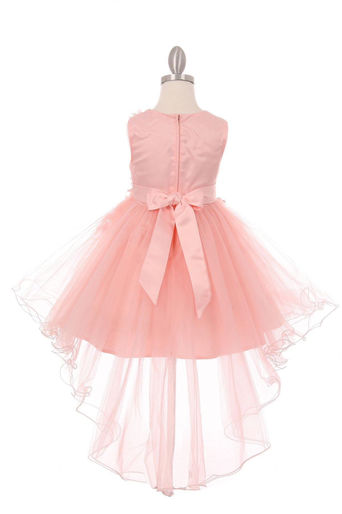 Short High Low Floral and Tulle Flower Girls Dress - The Dress Outlet Cinderella Couture