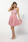 Short High Neck Embroidered Homecoming Cocktail Dress - The Dress Outlet