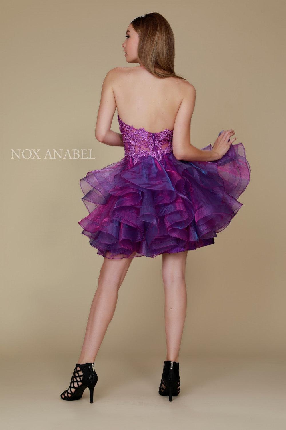 Short High Neck Tiered Prom Homecoming Dress - The Dress Outlet Nox Anabel