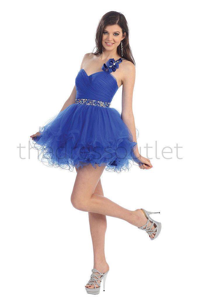 Short Homecoming Formal Prom Dress Royal Blue - The Dress Outlet May Queen
