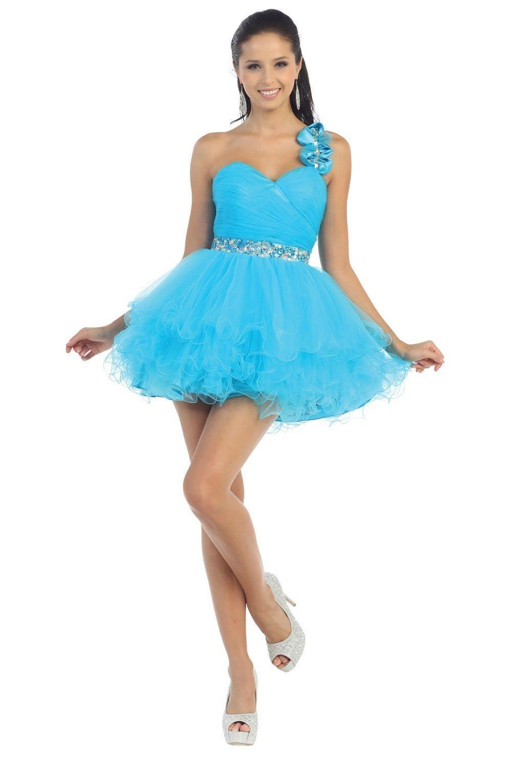 Short Homecoming Formal Prom Dress Turquoise - The Dress Outlet May Queen