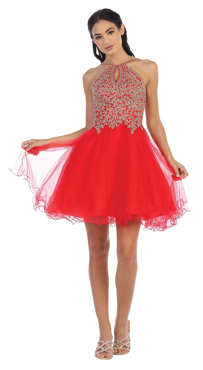 Vintage Halter Satin Pleated Short Prom Dress Formal Graduation Homecoming Dress