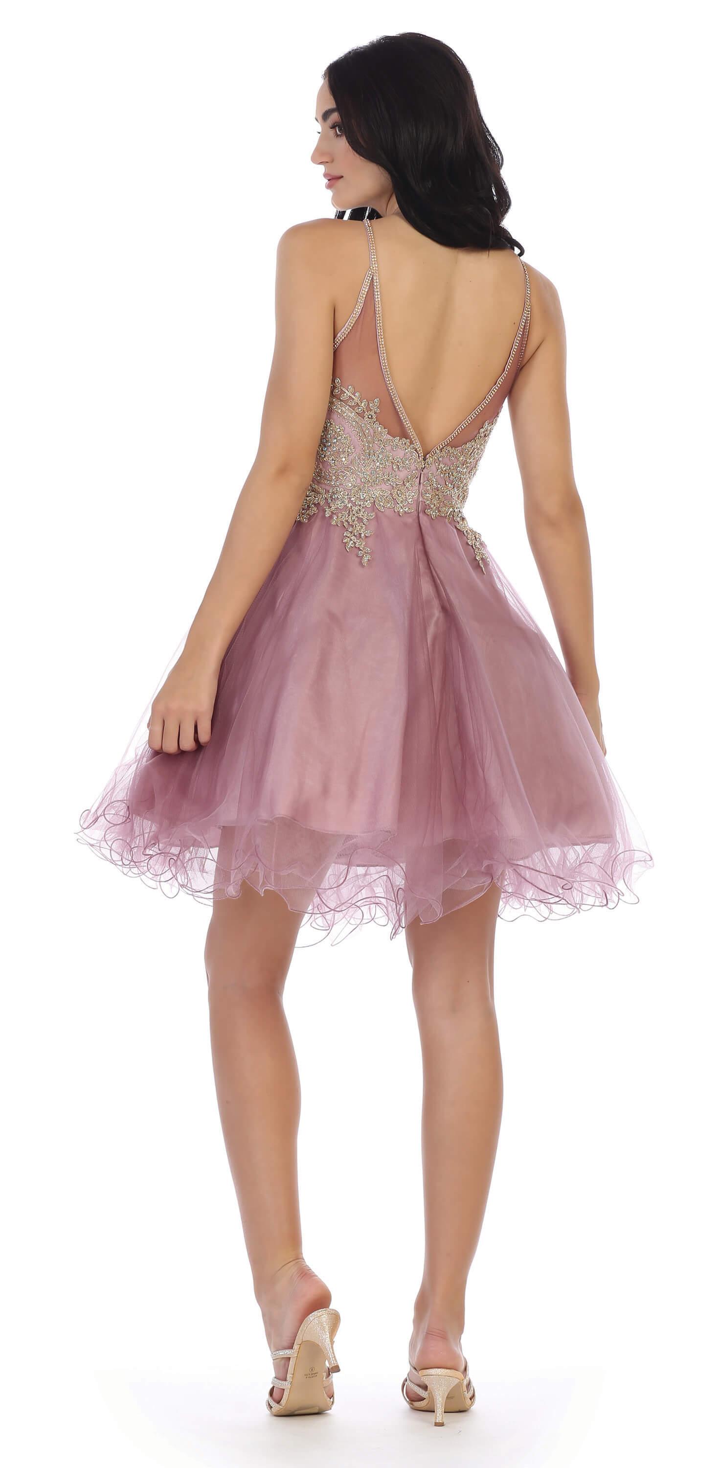 Burgundy Short Homecoming Halter Prom Dress