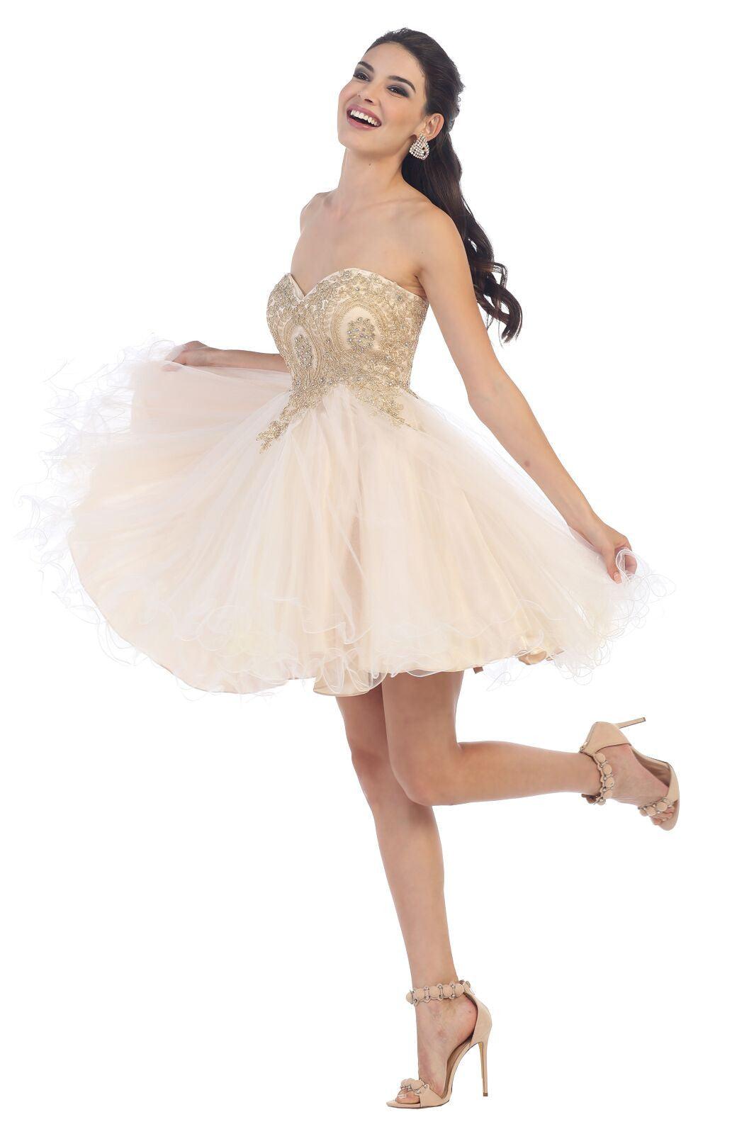 Short Homecoming Prom Dress Cocktail - The Dress Outlet May Queen
