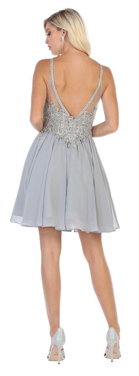 Short Keyhole Halter Neck Chiffon Prom Dress - The Dress Outlet May Queen