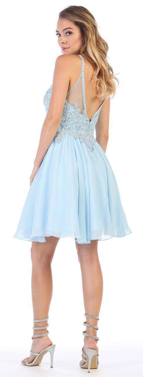 Short Keyhole Halter Neck Chiffon Prom Dress - The Dress Outlet May Queen