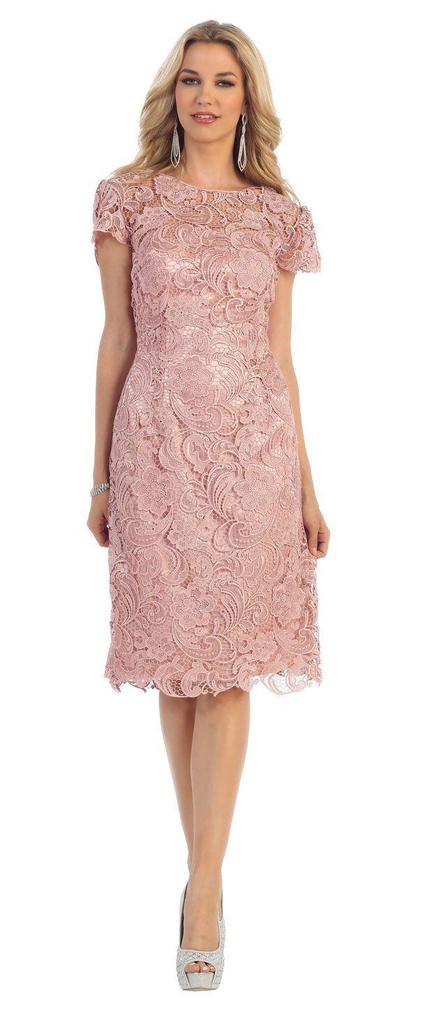 Short Lace Mother of Bride Dress - The Dress Outlet May Queen