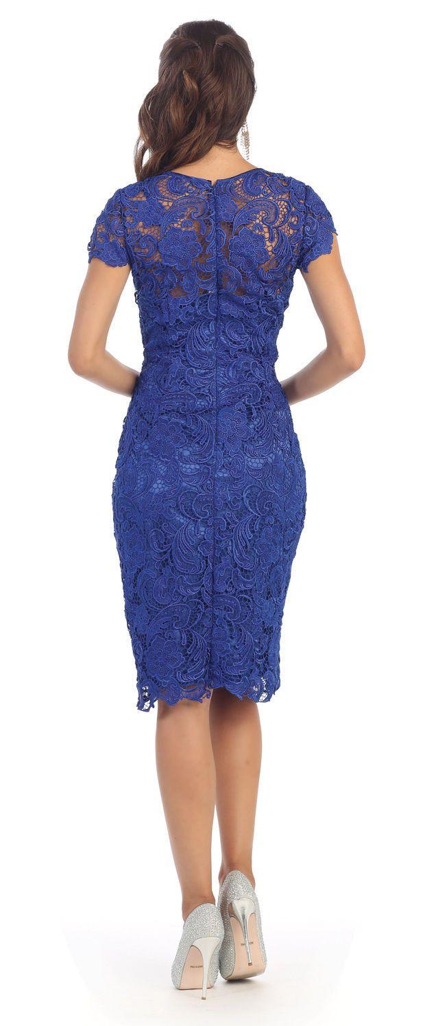 Short Lace Mother of Bride Dress - The Dress Outlet May Queen