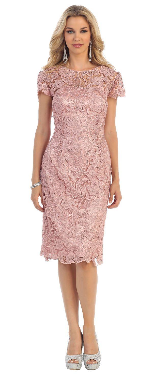 Short Lace Mother of Bride Dress - The Dress Outlet May Queen
