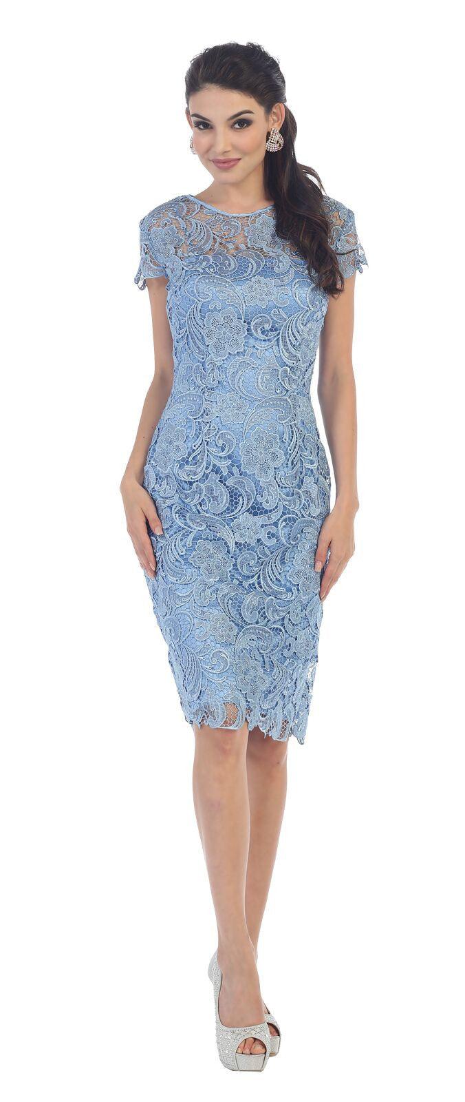 Short Lace Mother of Bride Dress - The Dress Outlet May Queen