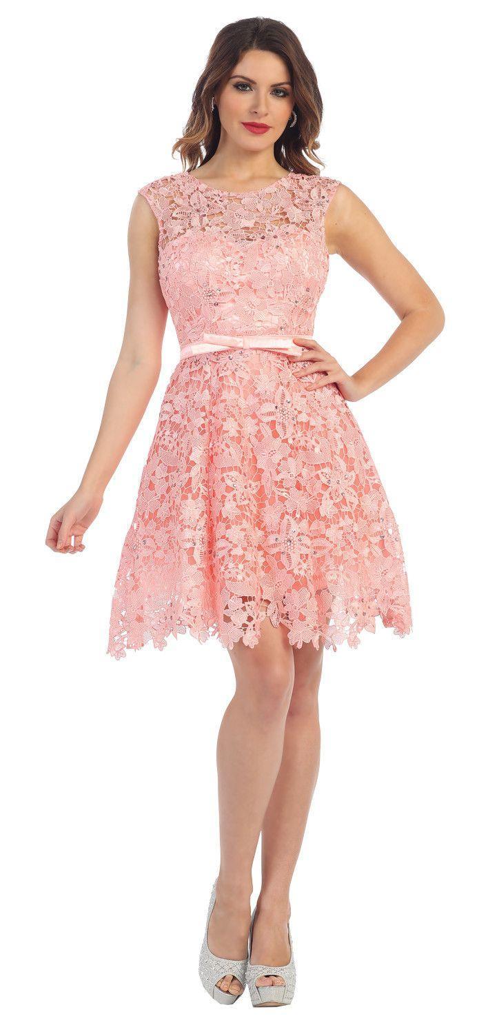 Short Lace Prom Formal Cocktail Dress Bridesmaids - The Dress Outlet May Queen