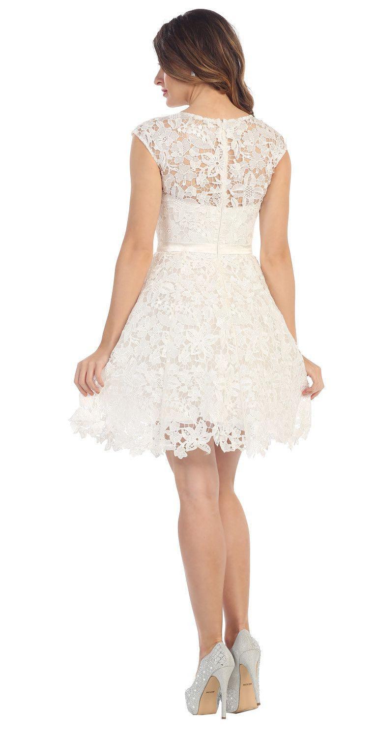Short Lace Prom Formal Cocktail Dress Bridesmaids - The Dress Outlet May Queen