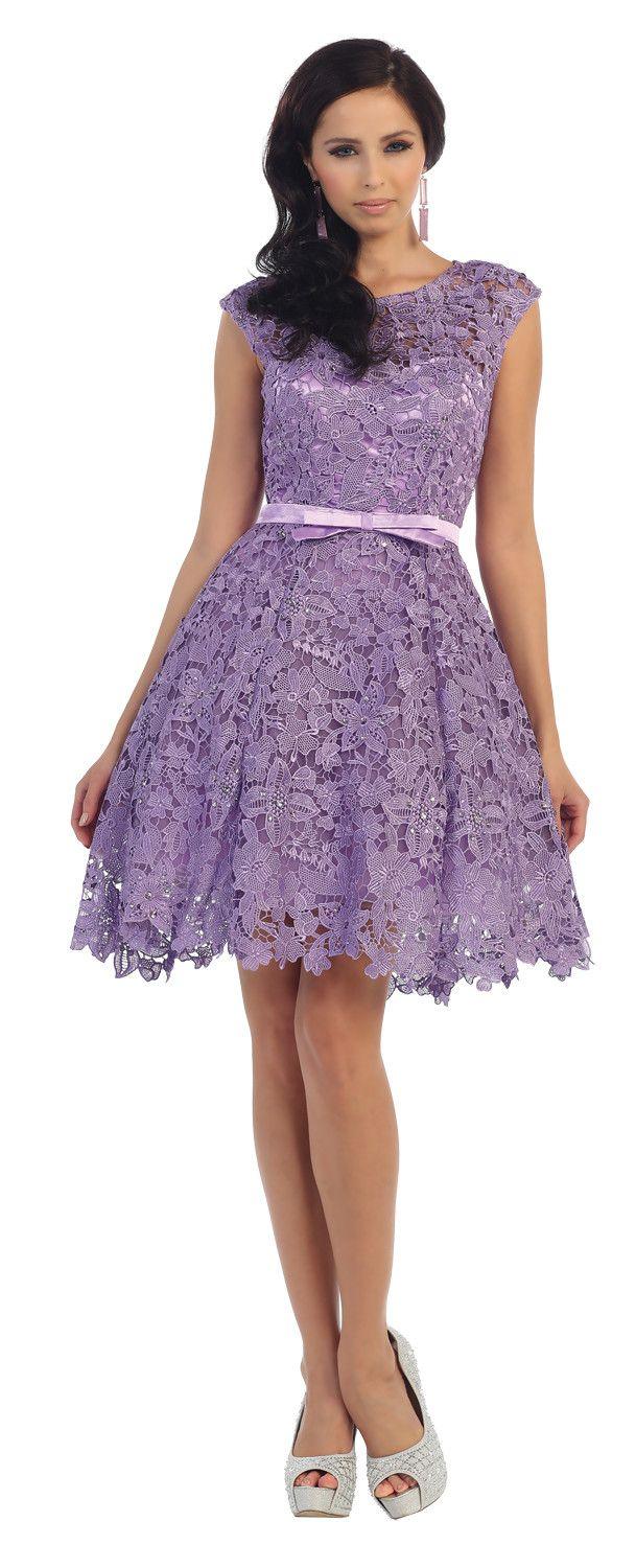 Short Lace Prom Formal Cocktail Dress Bridesmaids - The Dress Outlet May Queen