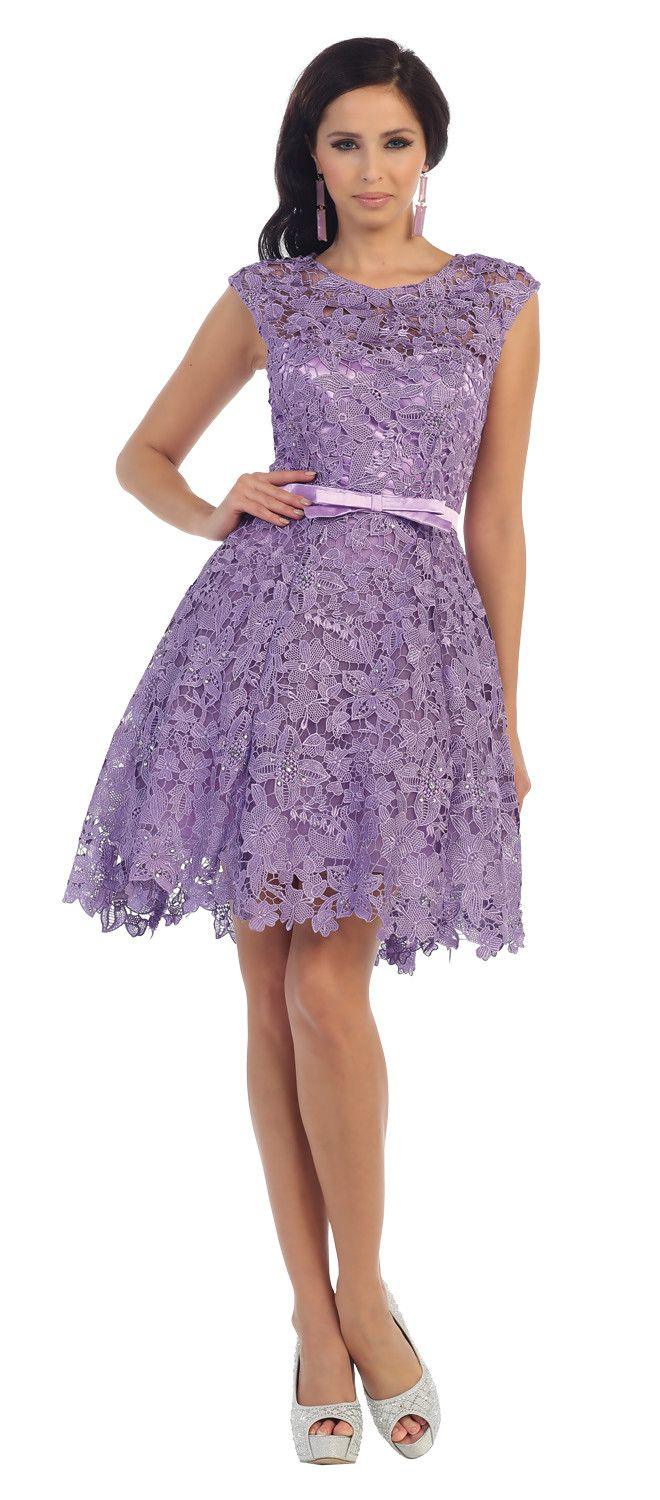 Short Lace Prom Formal Cocktail Dress Bridesmaids - The Dress Outlet May Queen
