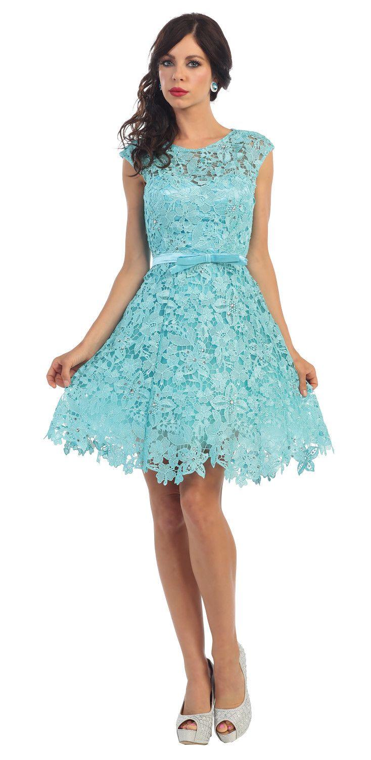 Short Lace Prom Formal Cocktail Dress Bridesmaids - The Dress Outlet May Queen