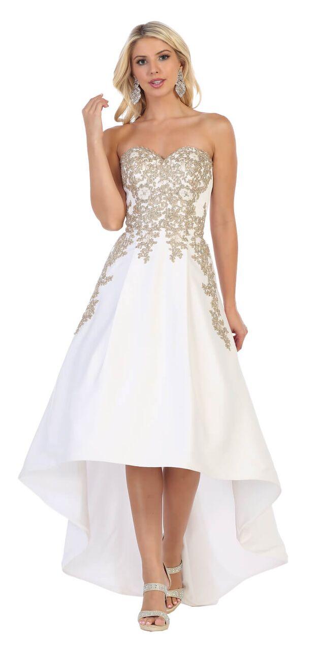 Short Long Lace High Low Prom Dress - The Dress Outlet May Queen