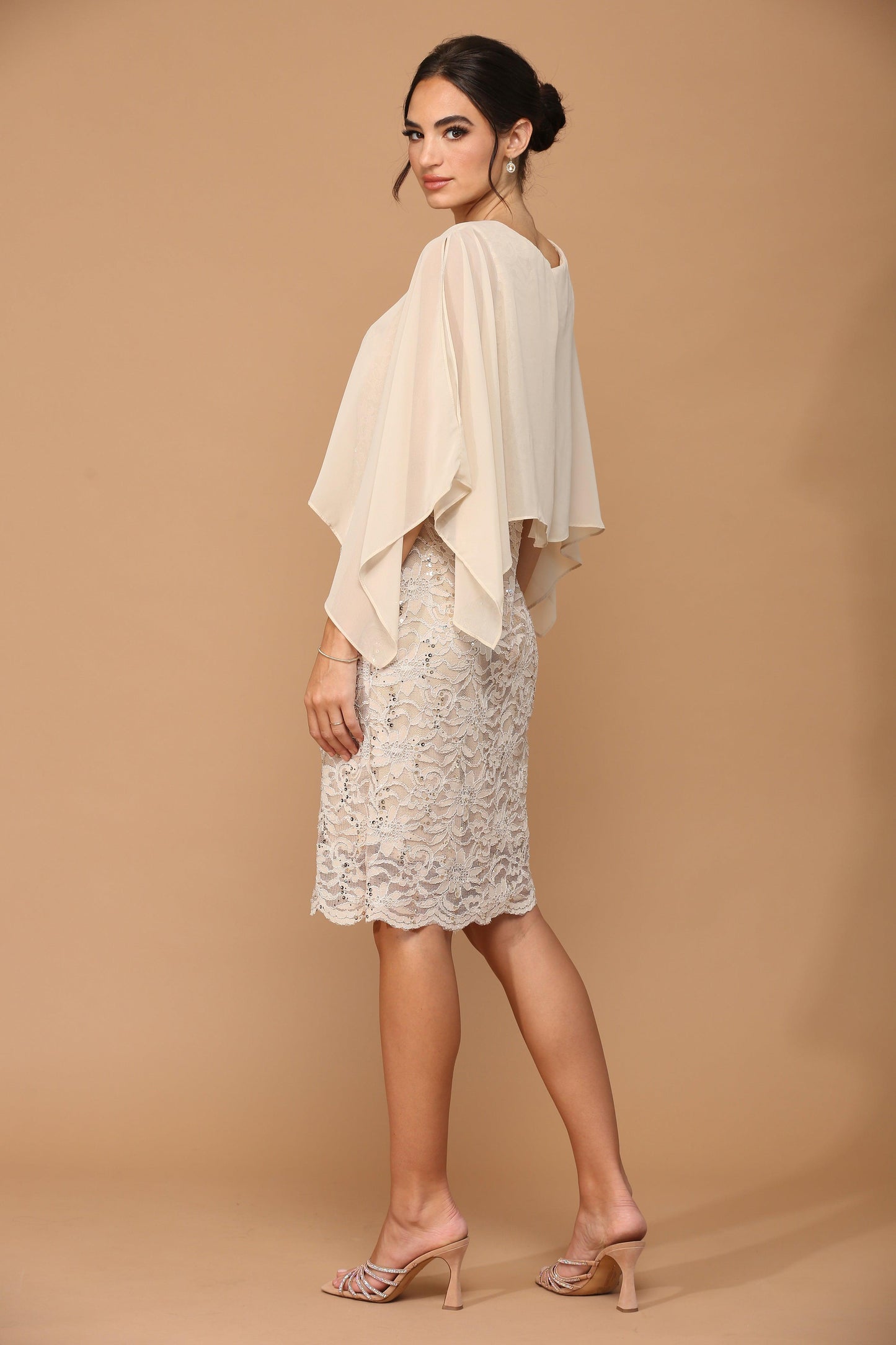 Short Mother of the Bride Cape Dress