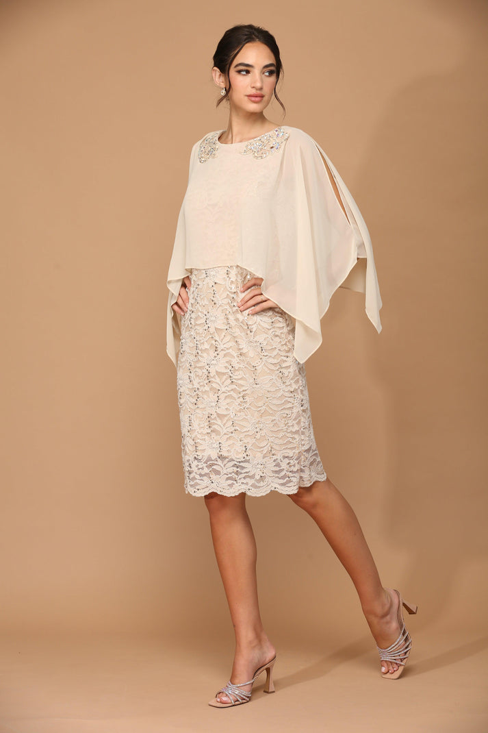 Cap Sleeves Short Blue Mother of Bride Dress