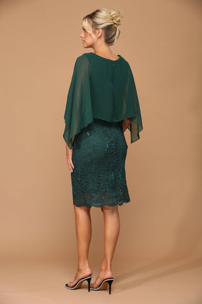 Short Mother of the Bride Cape Dress