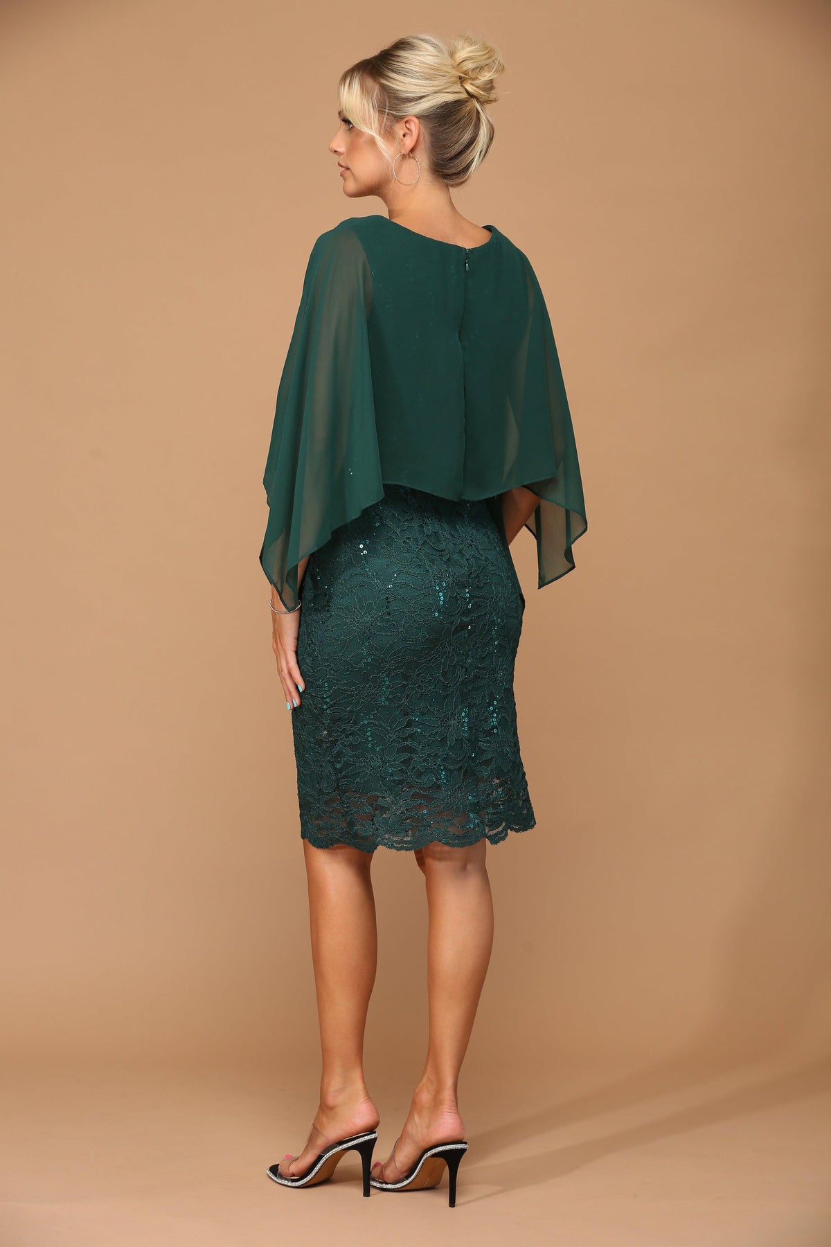 Short Mother of the Bride Cape Dress