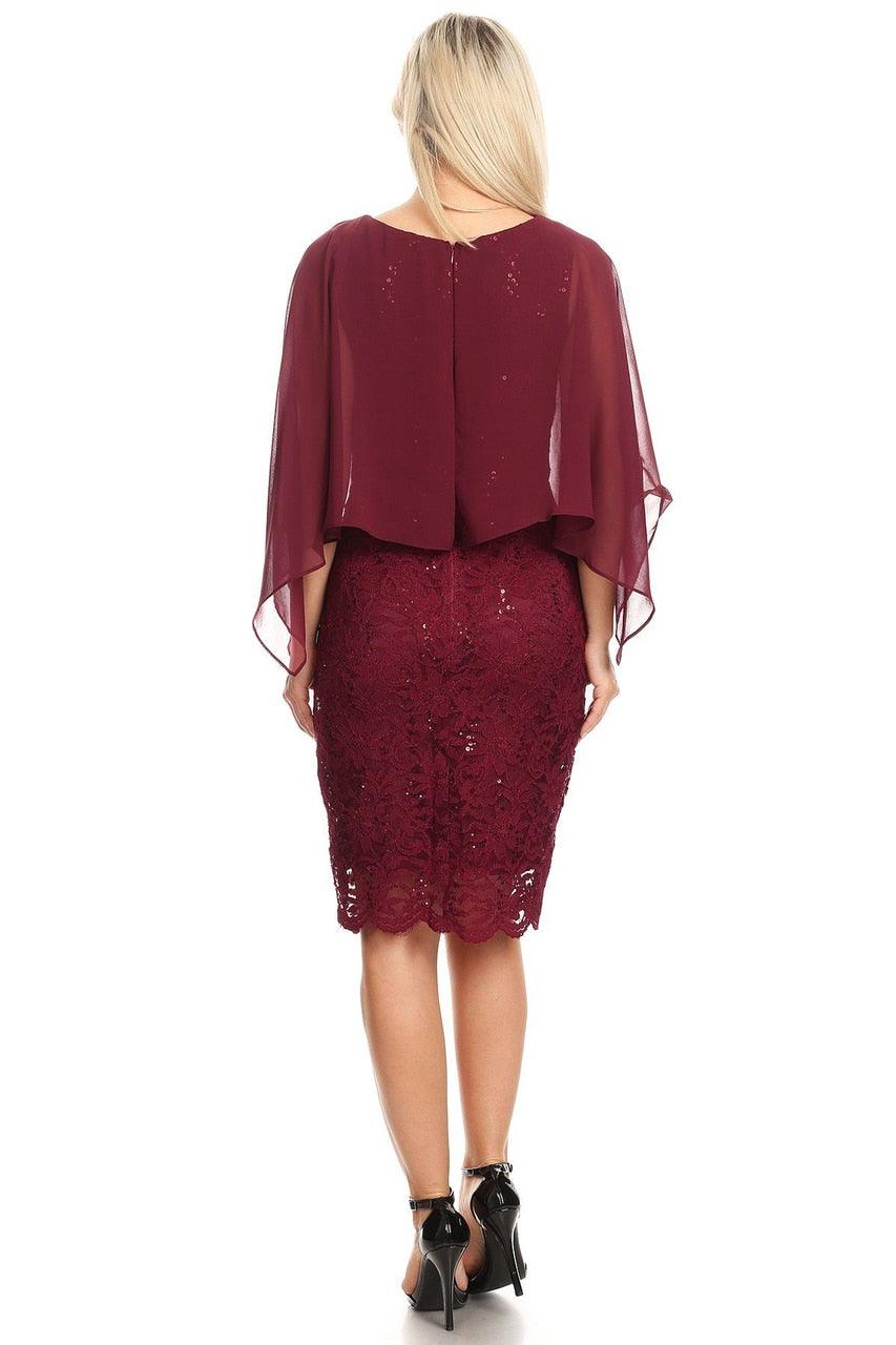 Burgundy Short Mother of the Bride Dress
