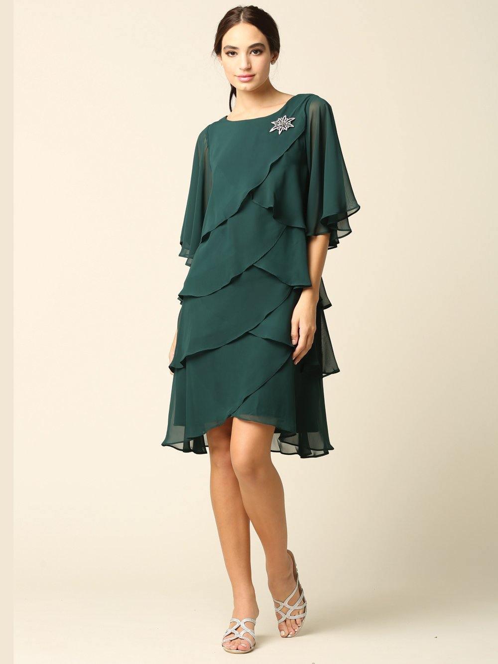 Short Mother of the Bride Chiffon Cocktail Dress - The Dress Outlet Eva Fashion