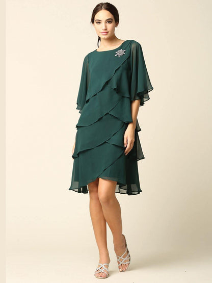Short Mother of the Bride Chiffon Cocktail Dress - The Dress Outlet Eva Fashion