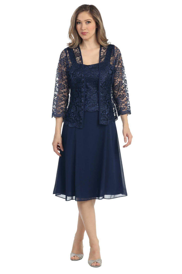 Short Mother Of The Bride Dress With Jacket - The Dress Outlet Sally