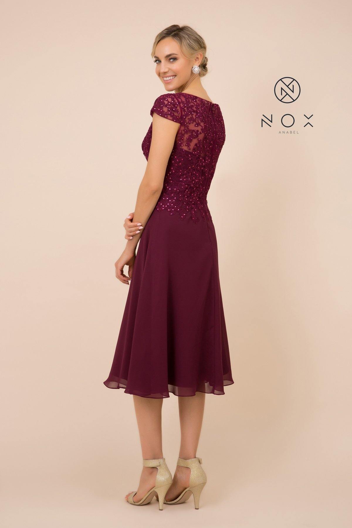 Short Mother of the Bride Lace Chiffon Dress - The Dress Outlet Nox Anabel