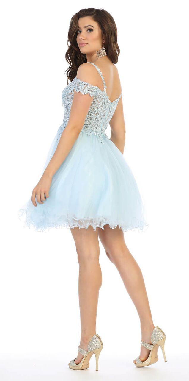 Short Off Shoulder Homecoming Cocktail Dress - The Dress Outlet May Queen