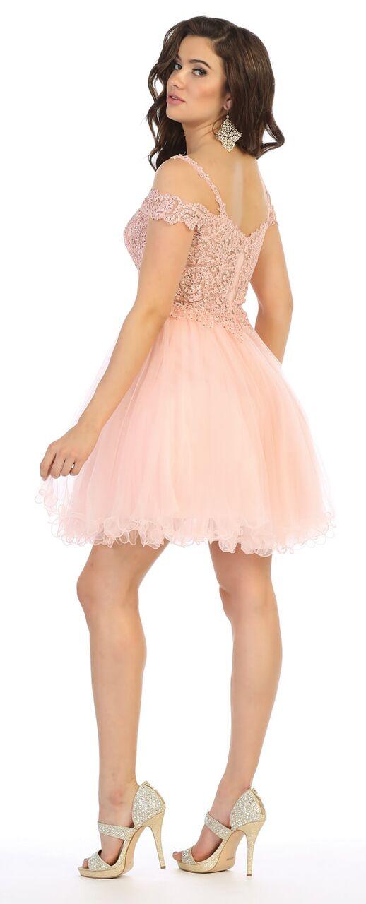 Short Off Shoulder Homecoming Cocktail Dress - The Dress Outlet May Queen