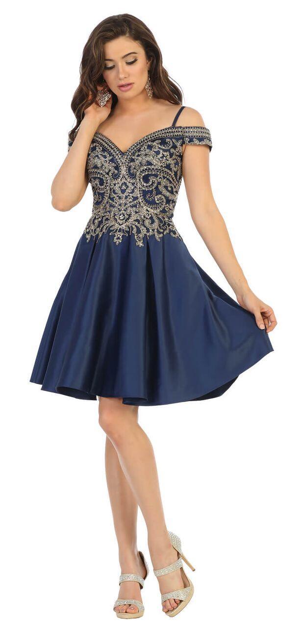 Short Off the Shoulder Homecoming Plus Size Prom Dress - The Dress Outlet May Queen
