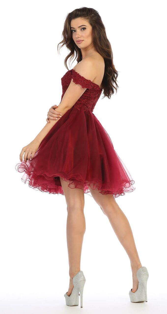 Short Off the Shoulder Homecoming Prom Dress - The Dress Outlet May Queen