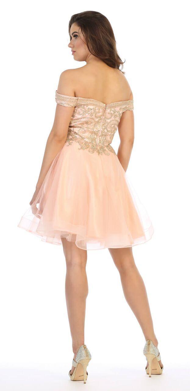 Short Off The Shoulder Plus Size Prom Dress - The Dress Outlet May Queen