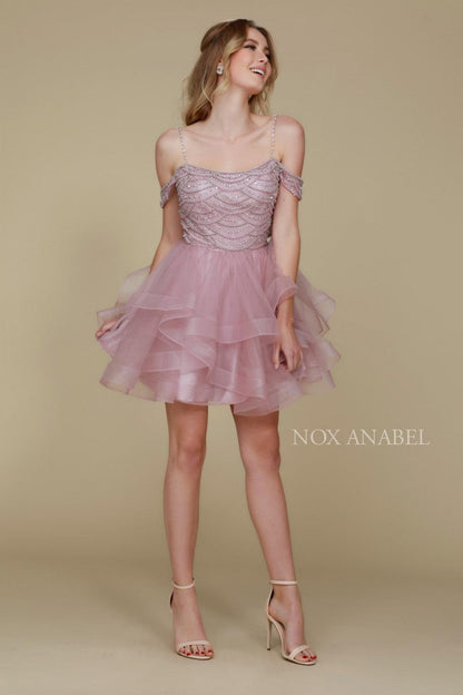 Short Off The Shoulder Prom Homecoming Dress - The Dress Outlet Nox Anabel