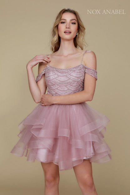 Short Off The Shoulder Prom Homecoming Dress - The Dress Outlet Nox Anabel