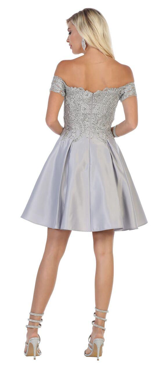 Short Off The Shoulder Satin Prom Dress - The Dress Outlet May Queen