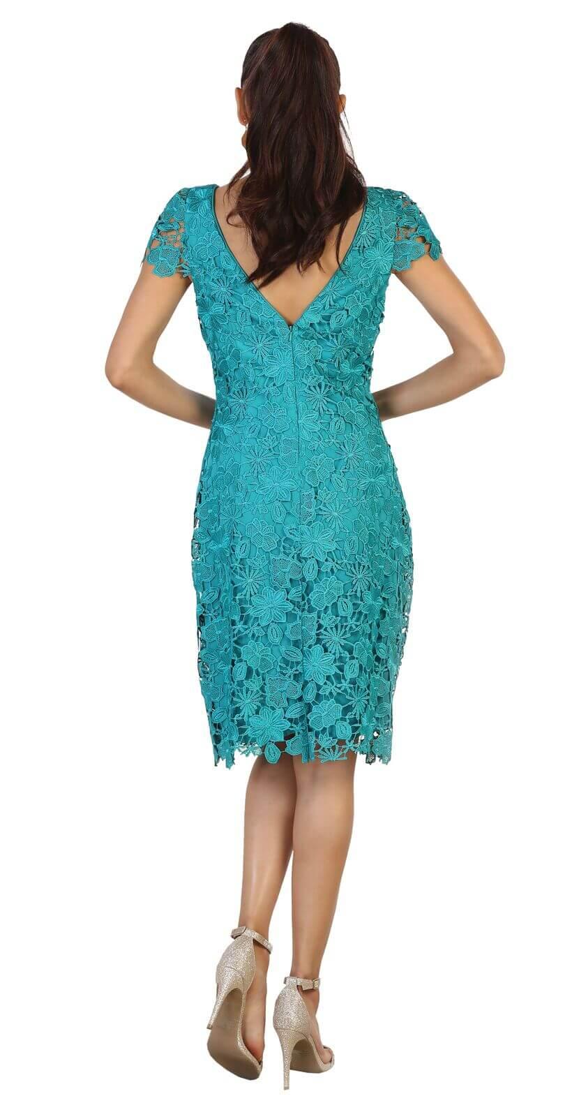 Short Plus Size Mother of the Bride Lace Dress - The Dress Outlet May Queen