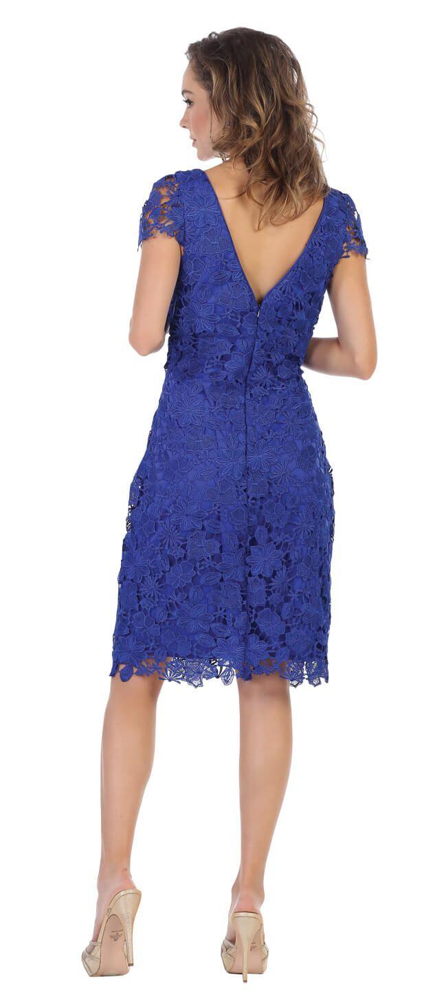 Short Plus Size Mother of the Bride Lace Dress - The Dress Outlet May Queen