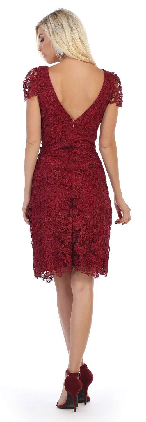 Short Plus Size Mother of the Bride Lace Dress - The Dress Outlet May Queen