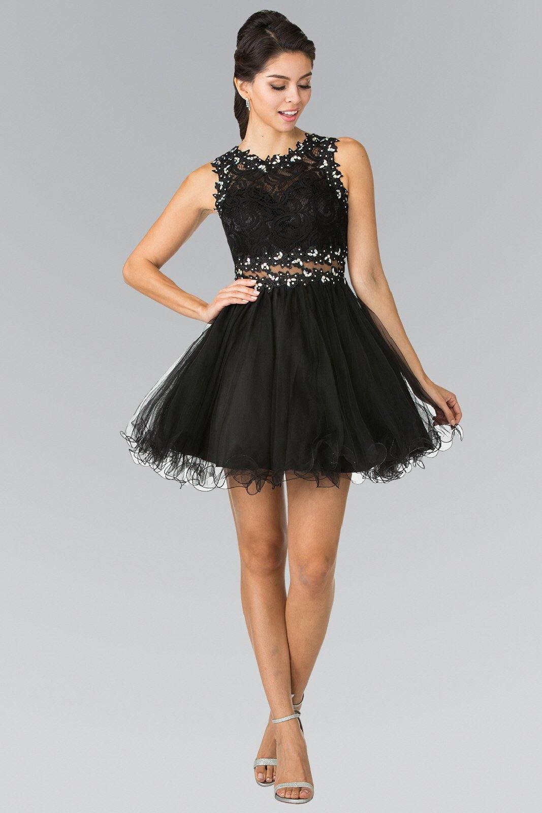 GLS Short Prom Dress Cocktail - Sleeveless A-Line Lace Bodice - XL - White GLS Short Prom Dress Cocktail - Sleeveless A-Line Lace Bodice - XL - White