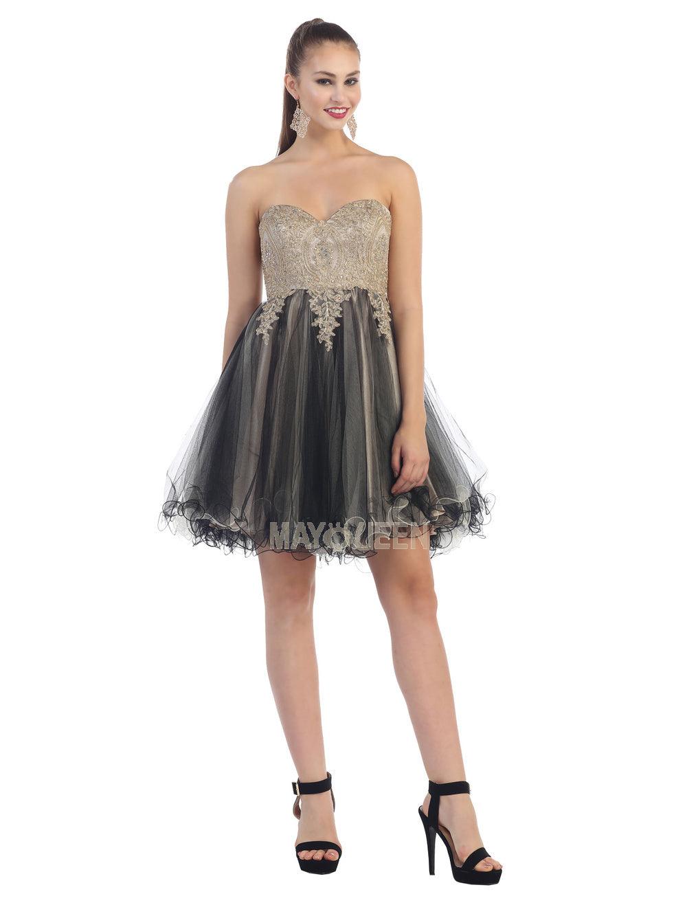 Short Prom Dress Strapless Homecoming - The Dress Outlet May Queen