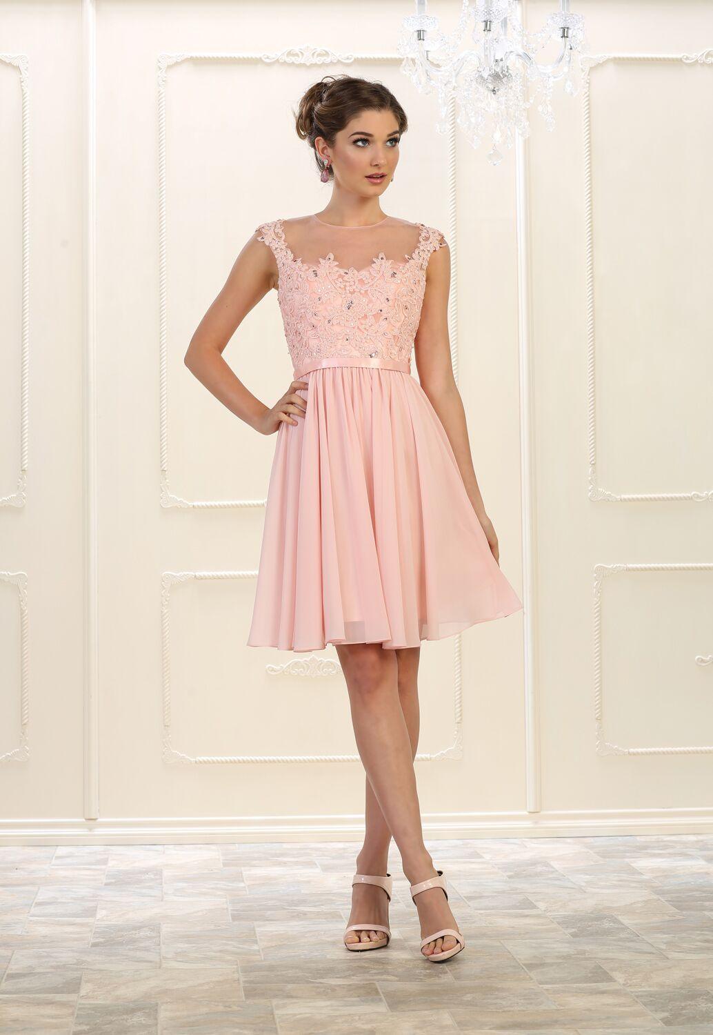 Short Prom Formal Plus Size Chiffon Dress - The Dress Outlet May Queen