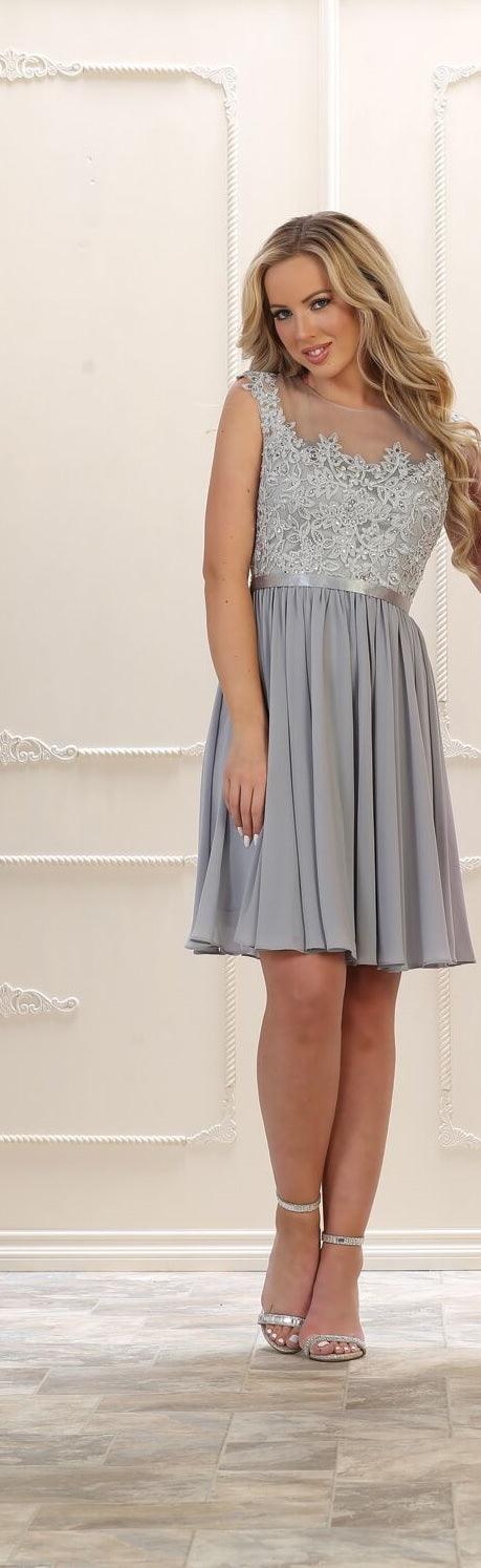 Short Prom Formal Plus Size Chiffon Dress - The Dress Outlet May Queen