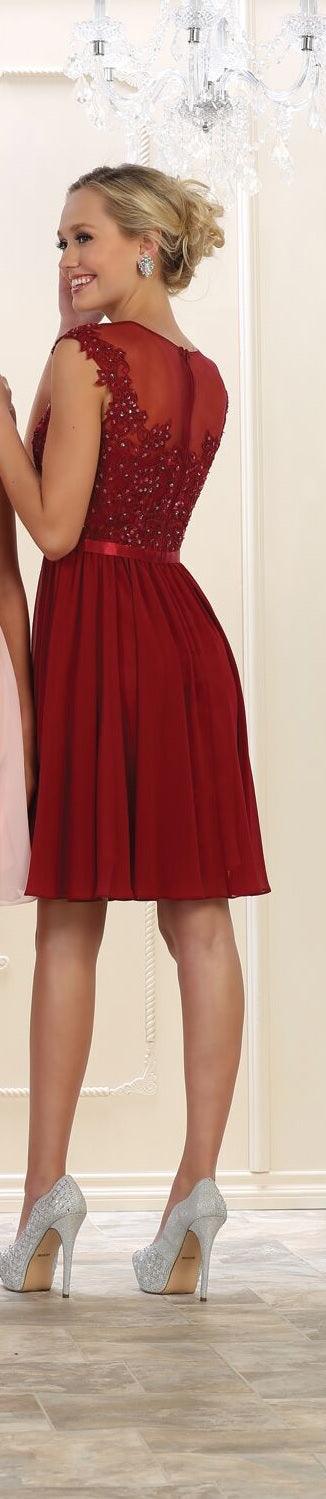 Short Prom Formal Plus Size Chiffon Dress - The Dress Outlet May Queen