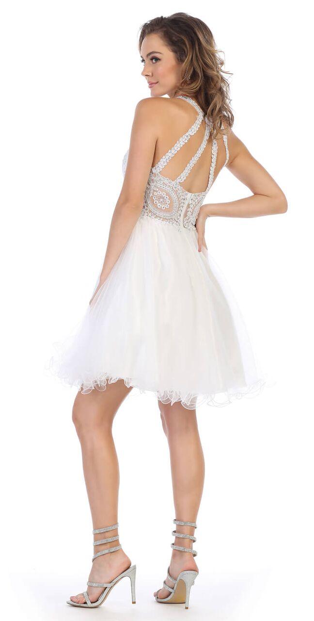 Short Prom Halter Neck Homecoming Dress - The Dress Outlet May Queen